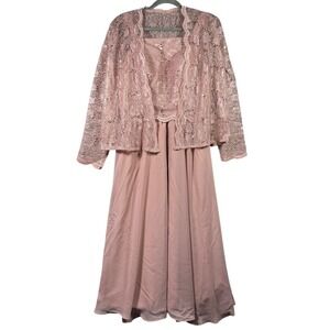 Wedding Dress Formal Set Pink Lace‎ Sequin Jacket Party Dress Womens Size 12